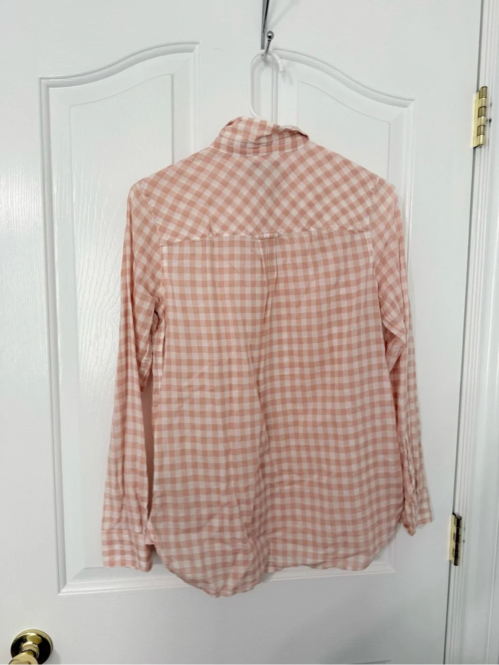 Jcrew women’s Gingham Peach Check Button-Down Boy fit Shirt size 4